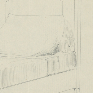 Drawing, Design for Bed  "B" with Two Posts and Finials on Headboard