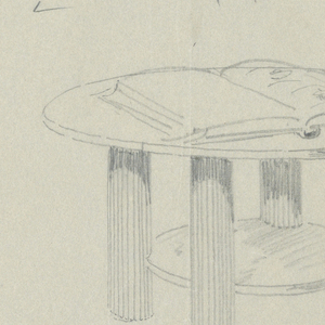 Drawing, Design for Round Table with Large Open Book Atop and Fluted Legs, 1900–05