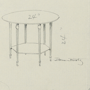 Drawing, Design for Small Round Table with with Fluted Legs and Brass "Boots", 1900–05