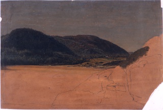 Drawing, The Beehive and Sand Beach from Great Head, Mt. Desert, Maine