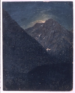 Drawing, Moonrise over the Alps, Bavaria