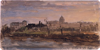 Drawing, Claude's Villa and St. Peter's, Rome, Italy