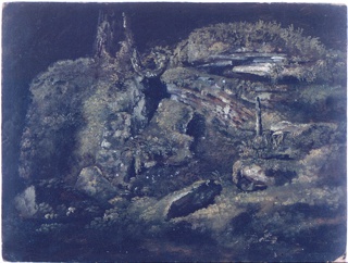 Drawing, Boulder in the Woods
