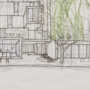 Drawing, Step Up on Fifth: Santa Monica, CA: Sketch of Elevation, ca. 2009