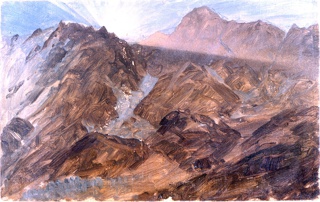 Drawing, Sunrise over the Bernese Alps, Switzerland