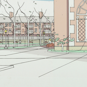 Drawing, View of Gate Lodge Entry, Park Regency Condominium, Houston, Texas, USA, June 1981
