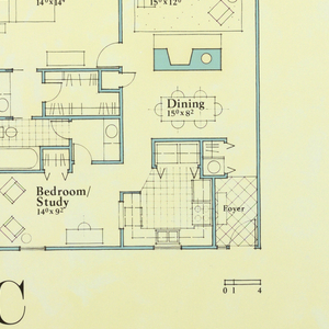 Drawing, Carlton, Interior floor plan, Park Regency Condominium, Houston, Texas, USA, June 1981