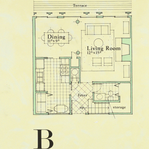 Drawing, Brighton, Interior floor plan, Park Regency Condominium, Houston, Texas, USA, June 1981