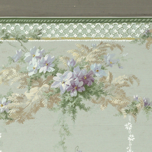 Drawing, Trellis border with garlands of violets and ferns