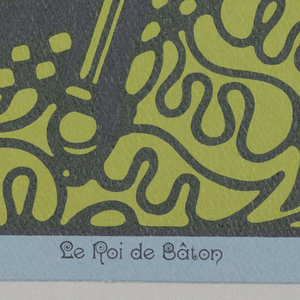 Card, "Le Roi de Baton" from Linweave Tarot Deck, 1967
