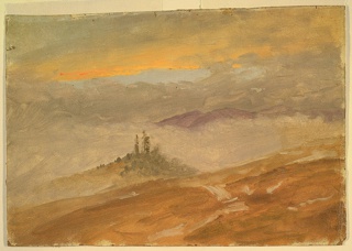 Drawing, Winter Fog in the Hudson Valley, Hudson, New York