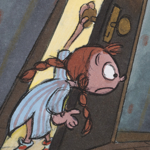 Concept Art, Pitch Board: Boo Peeks Down Hallway, Monsters, Inc., 2001