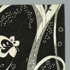 Drawing, Textile design:Tulips in black, white and blue