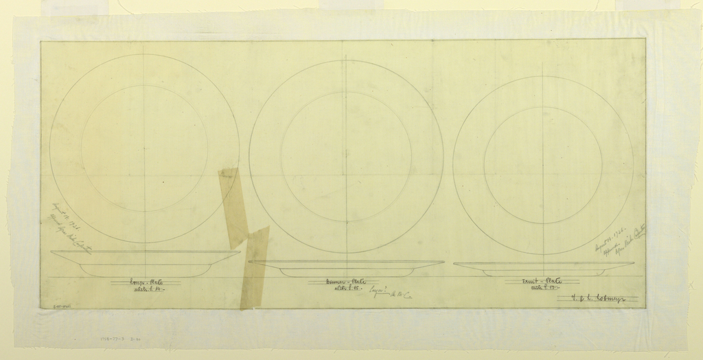 Drawing, Design for Soup Plate, Dinner Plate, Fruit Plate