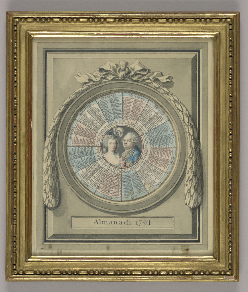 Print, Almanac for the Year 1791 with Portraits of the King and Queen of France