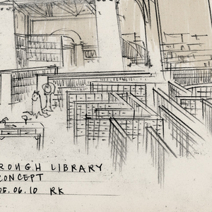 Concept Art, Library, Monsters University, 2013