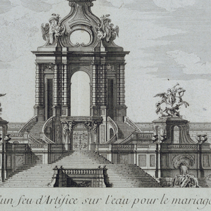 Print, Design for fireworks on the water for the marriage of the Dauphin, 1739