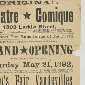 Flyer, Original Theatre Comique...