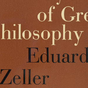 Bookjacket, Bookjacket for "Outlines of the History of Greek Philosophy" by Edward Zeller, Meridian Books, 1955