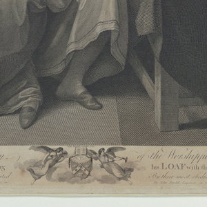 Print, Alfred the Great dividing his loaf with the pilgrim