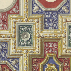 Drawing, View of Coffered Ceiling with Papal Arms, 17th–19th century