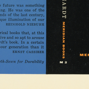 Bookjacket, Bookjacket for "Force and Freedom" by Jacob Burckhardt, 1955