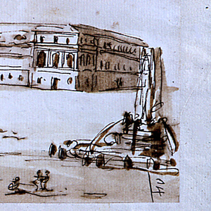 Drawing, Square with a Palace, 18th century