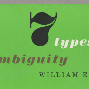 Bookjacket, Bookjacket for "7 Types of Ambiguity" by Willliam Empson, Meridian Books, 1955