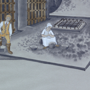 Drawing, Stage Design: Prison Courtyard, Seville, 1800, for "Fidelio," Act I, Scene 1, 1971–72