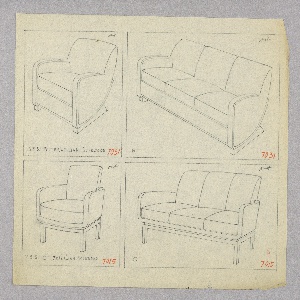 Drawing, Armchair, Two Versions an