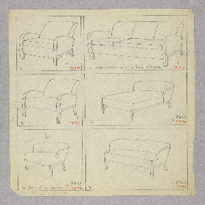 Drawing, Armchair, Three Versions/