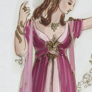 Drawing, Costume Design: Delilah, Act I, for Samson and Delilah, 1964