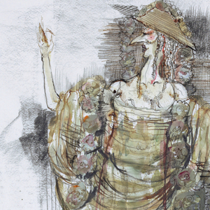 Drawing, Costume Design: La Belle Heaulmiere, for Le Testament, 1971