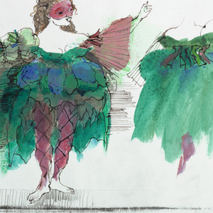 Drawing, Costume Design: Blanche and Katherine, for Le Testament, 1971