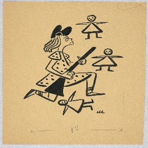 Drawing, Little Girl with Gun and Dolls, 1935–40