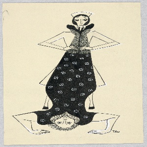Drawing, Maid Helping a Woman Stand on Her Head, 1938–43