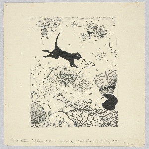 Drawing, Cat Attacking a Dog, ca. 1950