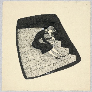 Drawing, Woman Wearing a Gas Mask Applying Fingernail Polish, 1942–45