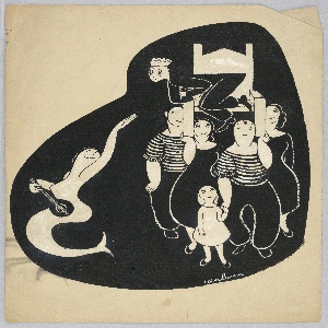 Drawing, Crowned Boy Borne on a Chair, Being Waved to by a Siren, 1932–36