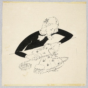 Drawing, Young Woman Making a Dress, ca. 1937