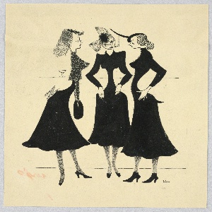 Drawing, Three Women Standing at a Bar, 1933/34