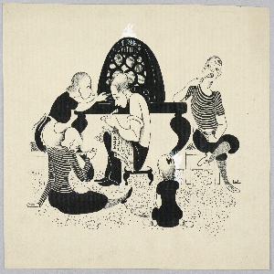 Drawing, Family Eating Before the Radio, ca. 1939