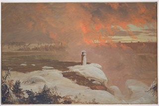 Drawing, Niagara Falls and Terrapin Tower in Winter, New York