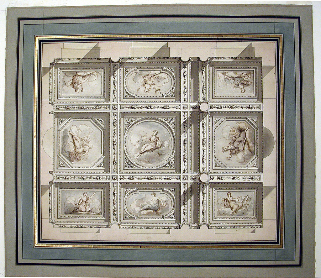 Drawing, Design for a Coffered Ceiling, with the Muses