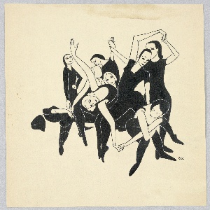 Drawing, Nine Female Dancers Rehearsing, ca. 1936