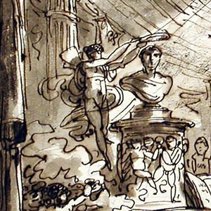 Drawing, Stage Curtain: Temple of Fame, ca. 1815