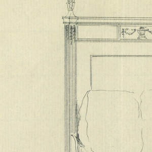 Drawing, Design for Mahogany Bed with Vase and Garland Carving and Toupie Feet
