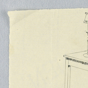 Drawing, Design for Small Square Table with Lamp and Books Atop, 1900–05