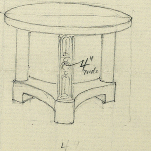 Drawing, Design for Small Round Table with Three Square Carved Legs, 1900–05