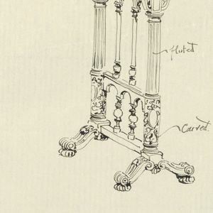 Drawing, Design for Rectangular Stand with Fluted and Carved Columns, 1900–05